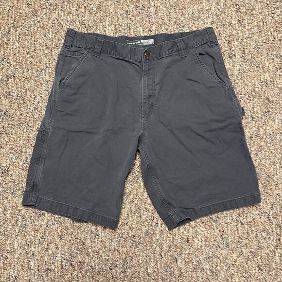 Carhartt Gray Carpenter Shorts Size 38x11 Canvas Workwear Hamer Loop Relaxed Fit - Picture 1 of 6